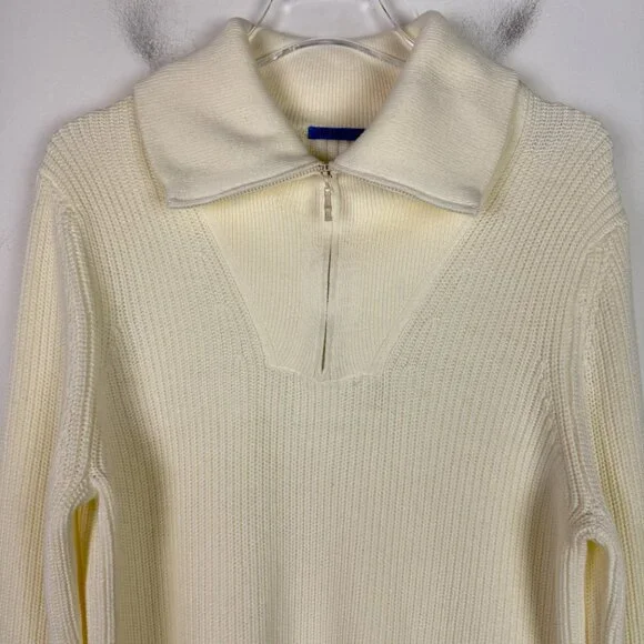 J. McLaughlin Rupert Sweater Chunky Shawl Collar Cream Ivory Size XL EUC - Picture 3 of 11